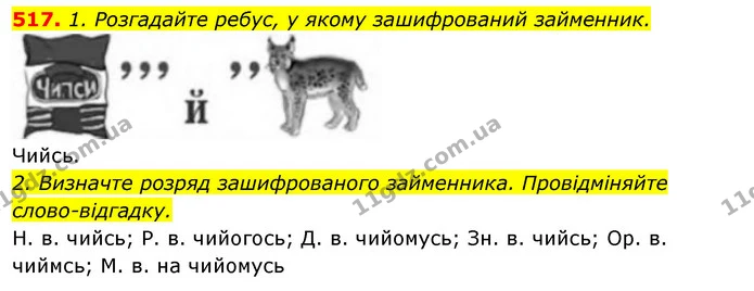 517. 1. Розгадайте ребус, у якому зашифрований займенник. — ГДЗ Відповіді Українська мова 6 клас Єрмоленко