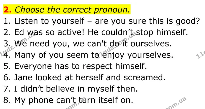 2. Choose the correct pronoun. — ГДЗ Англійська мова 8 клас Карпюк 2025