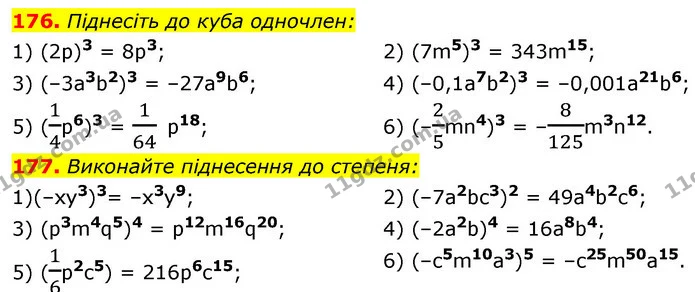 176. Піднесіть до куба одночлен: — ГДЗ Алгебра 7 клас Істер 2020