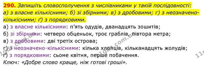 290. Запишіть словосполучення з числівниками у такій послідовності: — ГДЗ Українська мова 6 клас Ворон, Солопенко