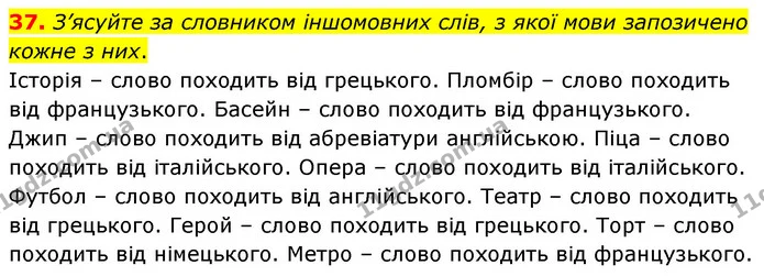 37. З’ясуйте за словником іншомовних слів, з якої мови запозичено кожне з них. — ГДЗ Українська мова 6 клас Заболотний 2023