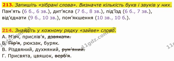 213. Запишіть слова, подані у транскрипції. Схарактеризуйте приголосні звуки. — ГДЗ Українська мова 5 клас Голуб