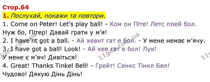 1. Послухай, покажи та повтори. — Англійська мова 1 клас Мітчелл