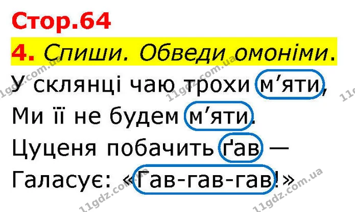 4. Спиши. Обведи омоніми. — ГДЗ Українська мова та читання 4 клас Большакова
