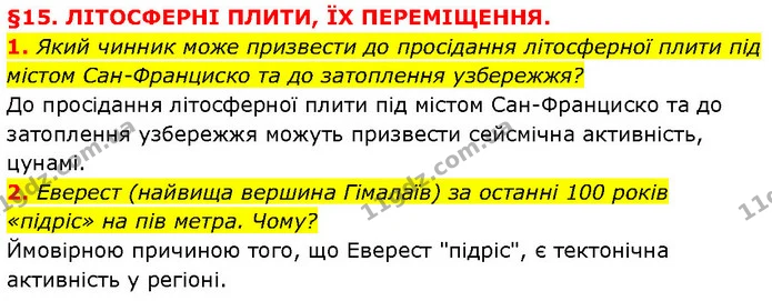 1. Який чинник може призвести до просідання літосферної плити під містом Сан-Франциско та до затоплення узбережжя? — ГДЗ Географія 6 клас Запотоцький