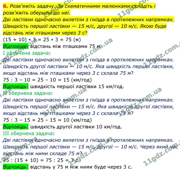 6. Розв'яжіть задачу. За схематичними малюнками складіть і розв'яжіть обернені до неї. — ГДЗ Математика 4 клас Логачевська 1-2 ч. 2021