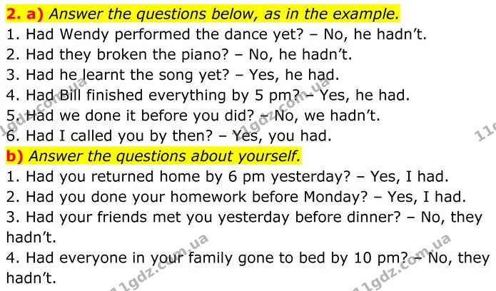 2. a) Answer the questions below, as in the example. — ГДЗ Англійська мова 8 клас Карпюк 2025
