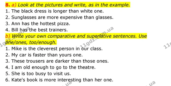 8. a) Look at the pictures and write, as in the example. — ГДЗ Зошит з Граматики Англійська мова 6 клас Карпюк