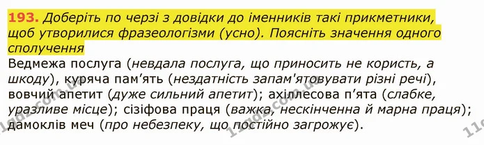 193. Доберіть по черзі з довідки до іменників такі прикметники, — ГДЗ Українська мова 6 клас Заболотний 2019