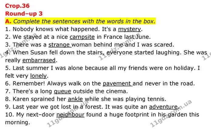 A. Complete the sentences with the words in the box. — ГДЗ Робочий зошит Англійська мова 6 клас Мітчелл