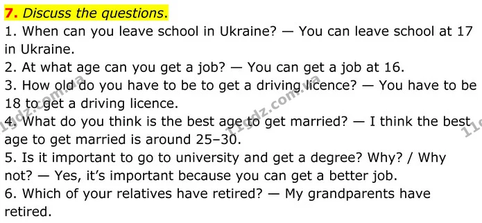 7. Discuss the questions. — ГДЗ Англійська мова 8 клас Стайрінг (Prepare)