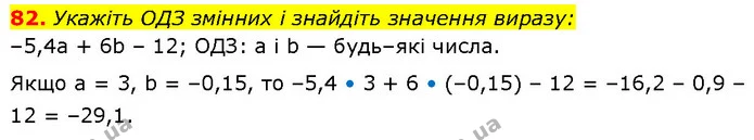 82. Укажіть ОДЗ змінних і знайдіть значення виразу: — ГДЗ Алгебра 7 клас Тарасенкова 2024
