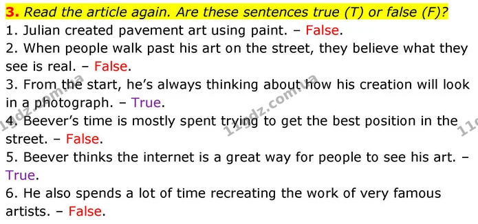 3. Read the article again. Are these sentences true (T) or false (F)? — ГДЗ робочий зошит Англійська мова 8 клас Гарет Джонс 2025