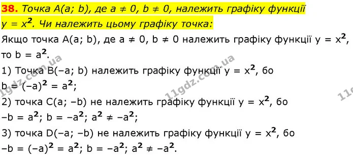 38. Точка А(а; b), де а ≠ 0, b ≠ 0, належить графіку функції — ГДЗ Алгебра 7 клас Істер 2024