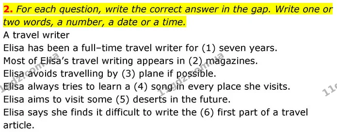 2. For each question, write the correct answer in the gap. Write one or two words, a number, a date or a time. — ГДЗ робочий зошит Англійська мова 8 клас Гарет Джонс 2025