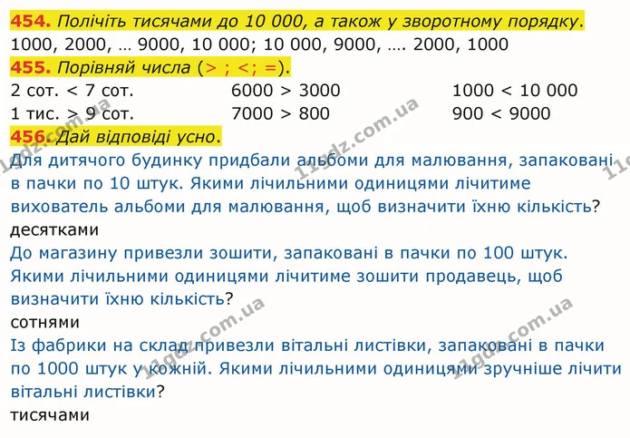 454. Полічіть тисячами до 10 000, а також у зворотному порядку. — ГДЗ Математика 4 клас Оляницька