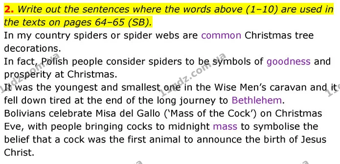 2. Write out the sentences where the words above (1–10) are used in the texts on pages 64–65 (SB). — ГДЗ Робочий зошит Англійська мова 7 клас Карпюк