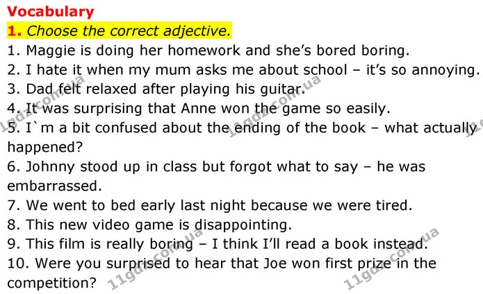 1. Choose the correct adjective. — ГДЗ робочий зошит Англійська мова 8 клас Гарет Джонс 2025
