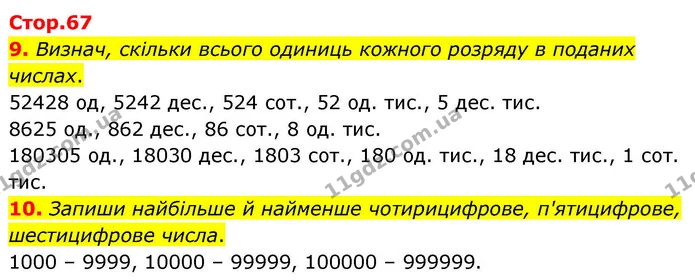 9. Визнач, скільки всього одиниць кожного розряду в поданих числах. — ГДЗ Математика 4 клас Логачевська 1 та 2 частини