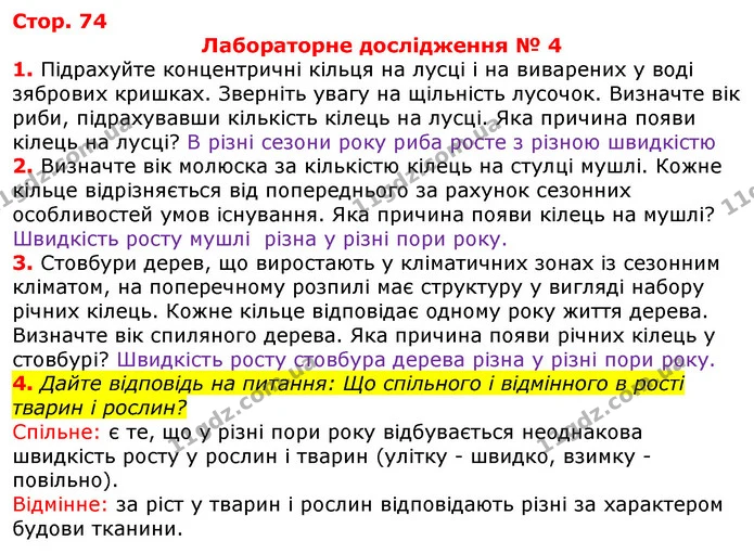 4. Дайте відповідь на питання: Що спільного і відмінного в рості тварин і рослин? — ГДЗ Робочий зошит з Біології 7 клас Яременко