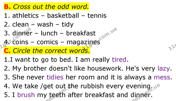 B. Cross out the odd word. — ГДЗ Збірник тестів Англійська мова 5 клас Мітчелл (Test Booklet)
