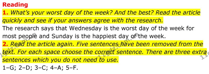 1. What’s your worst day of the week? And the best? Read the article quickly and see if your answers agree with the research. — ГДЗ Англійська мова 8 клас Стайрінг (Prepare)