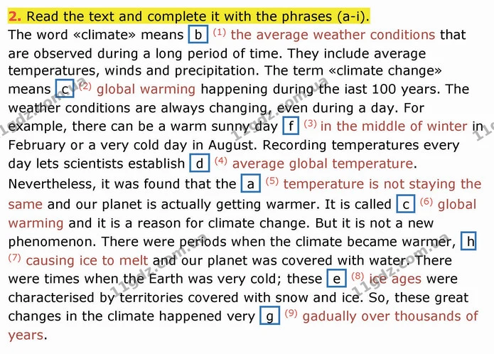 2. Read the text and complete it with the phrases (a-i). — ГДЗ Робочий зошит англійська мова 10 клас Ходаковська