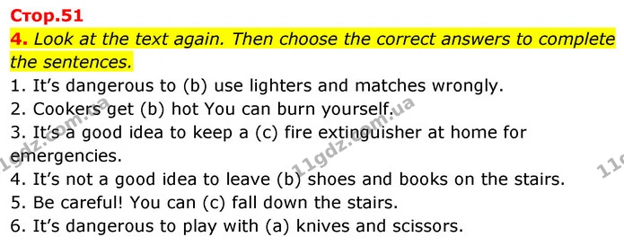 4. Look at the text again. Then choose the correct answers to complete the sentences. — ГДЗ Англійська мова 6 клас Коста (Prepare 6)
