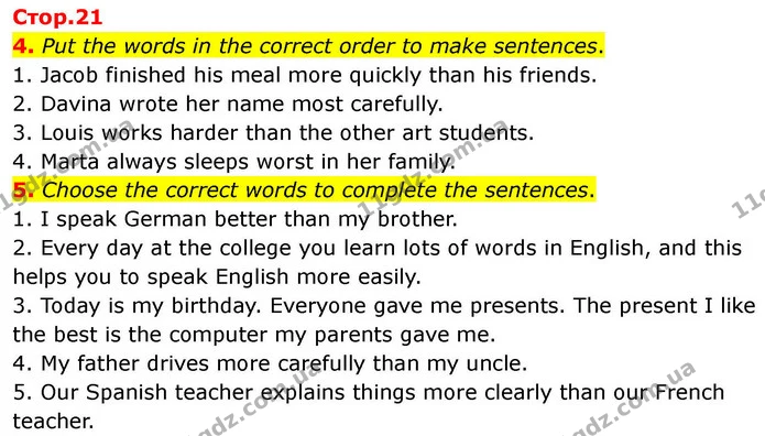 4. Put the words in the correct order to make sentences. — ГДЗ робочий зошит Англійська мова 7 клас Prepare
