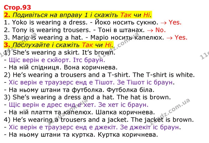 2. Подивіться на вправу 1 і скажіть Так чи Ні. — ГДЗ Англійська мова 2 клас Мітчелл