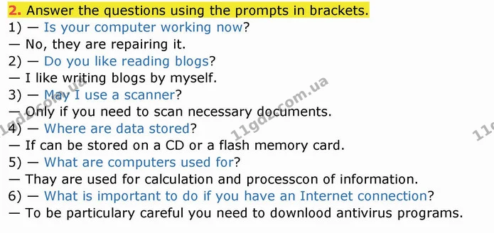 2. Answer the questions using the prompts in brackets. — ГДЗ Робочий зошит англійська мова 10 клас Ходаковська