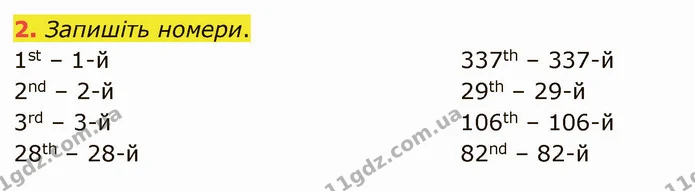 2. Запишіть номери. — ГДЗ Англійська мова 5 клас Карпюк 2022