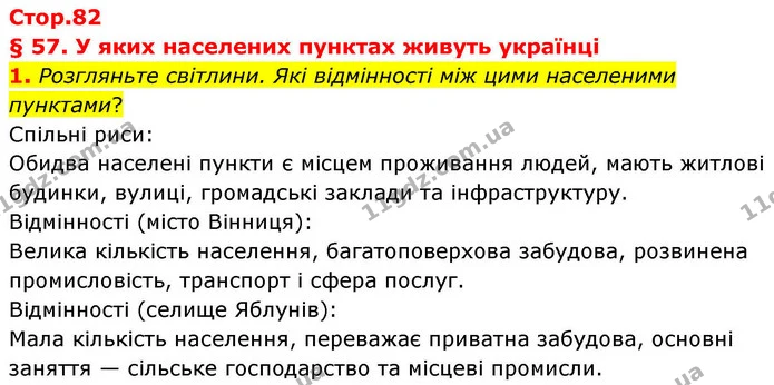 1. Розгляньте світлини. Які відмінності між цими населеними пунктами? — ГДЗ Зошит практичні Географія 8 клас Гільберг