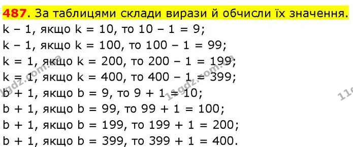 487. За таблицями склади вирази й обчисли їх значення. — ГДЗ Математика 3 клас Козак 1-2 ч.
