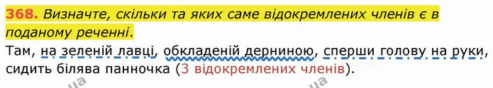 368. Визначте, скільки та яких саме відокремлених членів є в поданому реченні. — ГДЗ Українська мова 8 клас Заболотний 2021