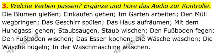 3. Welche Verben passen? Ergänze und höre das Audio zur Kontrolle. — ГДЗ Німецька мова 8 клас Сотникова (2025) 4 рік