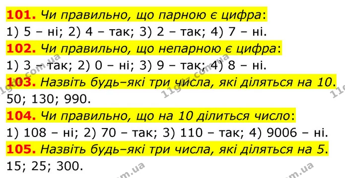 101. Чи правильно, що парною є цифра: — ГДЗ Математика 6 клас Тарасенкова 2023 1-2 ч.