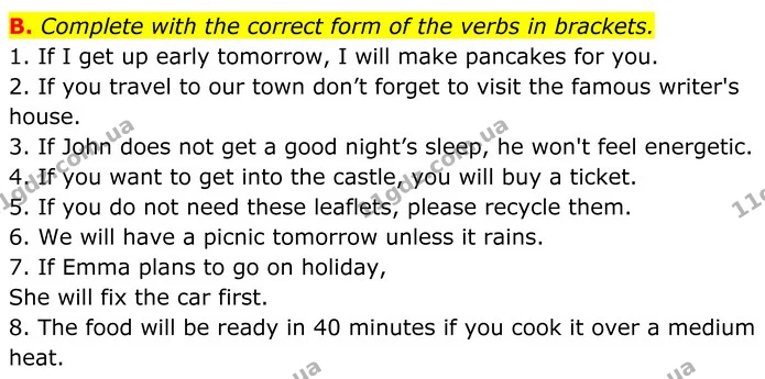 B. Complete with the correct form of the verbs in brackets. — ГДЗ граматика Англійська мова 7 клас Мітчелл