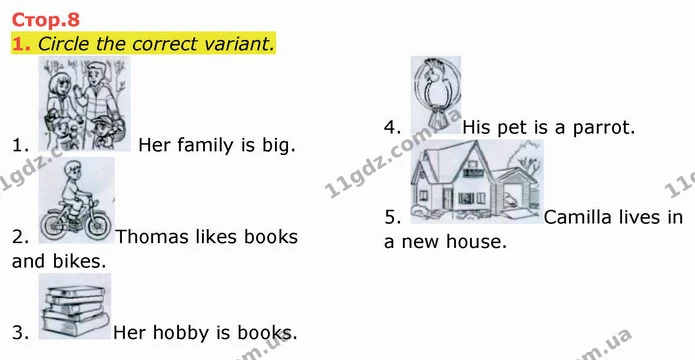 1. Circle the correct variant. — ГДЗ зошит Англійська мова 3 клас Косован (Карпюк)