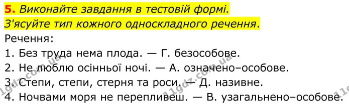 5. Виконайте завдання в тестовій формі. — ГДЗ Українська мова 8 клас Авраменко