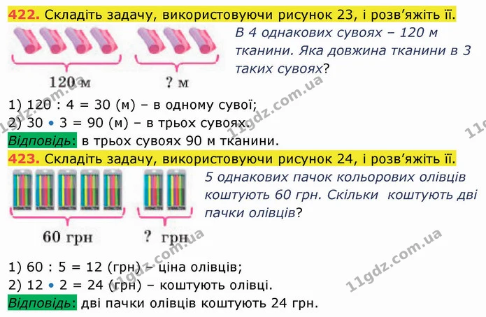 422. Складіть задачу, використовуючи рисунок 23, і розв’яжіть її. — ГДЗ Математика 5 клас Кравчук