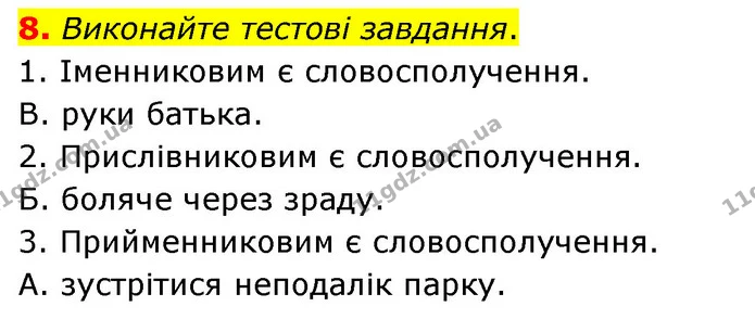 8. Виконайте тестові завдання. — ГДЗ Українська мова 8 клас Авраменко (поглиблений)