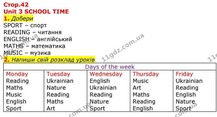 1. Добери — ГДЗ Зошит Англійська мова 3 клас Карпюк