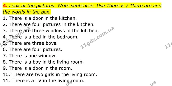 3. Complete the sentences with There is or There are and in or on. — ГДЗ Робочий зошит Англійська мова 5 клас Коста (prepare 5)