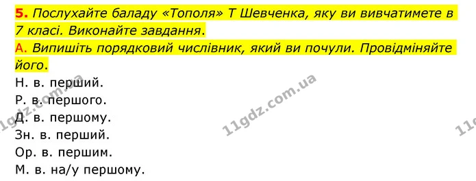 5. Послухайте баладу «Тополя» Т Шевченка, яку ви вивчатимете в 7 класі. Виконайте завдання. — ГДЗ Українська мова 6 клас Авраменко