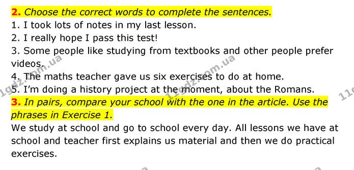 2. Choose the correct words to complete the sentences. — ГДЗ Англійська мова 6 клас Коста (Prepare 6)