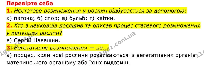 1. Що таке розмноження? Які види розмноження є в рослин? — ГДЗ Пізнаємо природу 6 клас Мідак