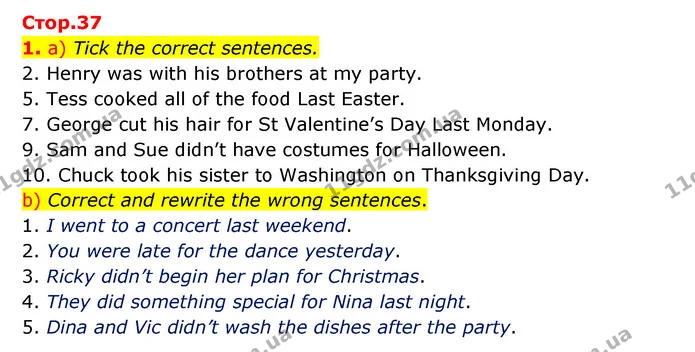 1. a) Tick the correct sentences. — ГДЗ Зошит з граматики Англійська мова 5 клас Карпюк 2022