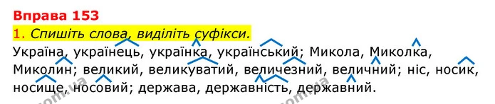 153 — ГДЗ Українська мова 6 клас Літвінова
