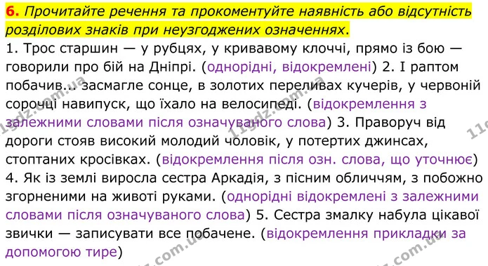 6. Прочитайте речення та прокоментуйте наявність або відсутність розділових знаків при неузгоджених означеннях. — ГДЗ Українська мова 8 клас Авраменко